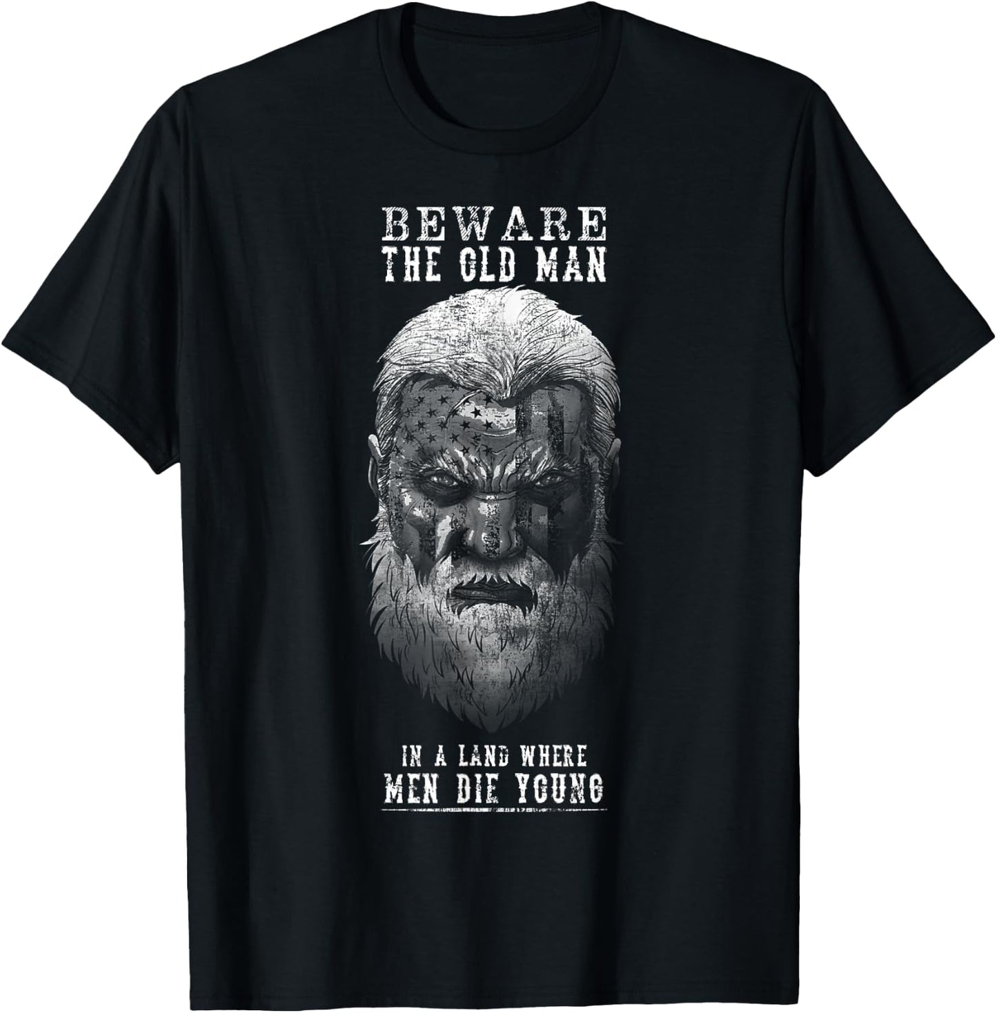 Beware The Old Man T-Shirt - T-Shirt | Black