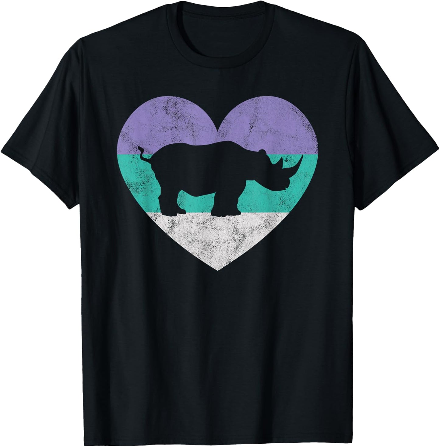 Rhino Shirt & Girls | Cute Retro Rhinoceros Gift T-Shirt - T-Shirt | Black