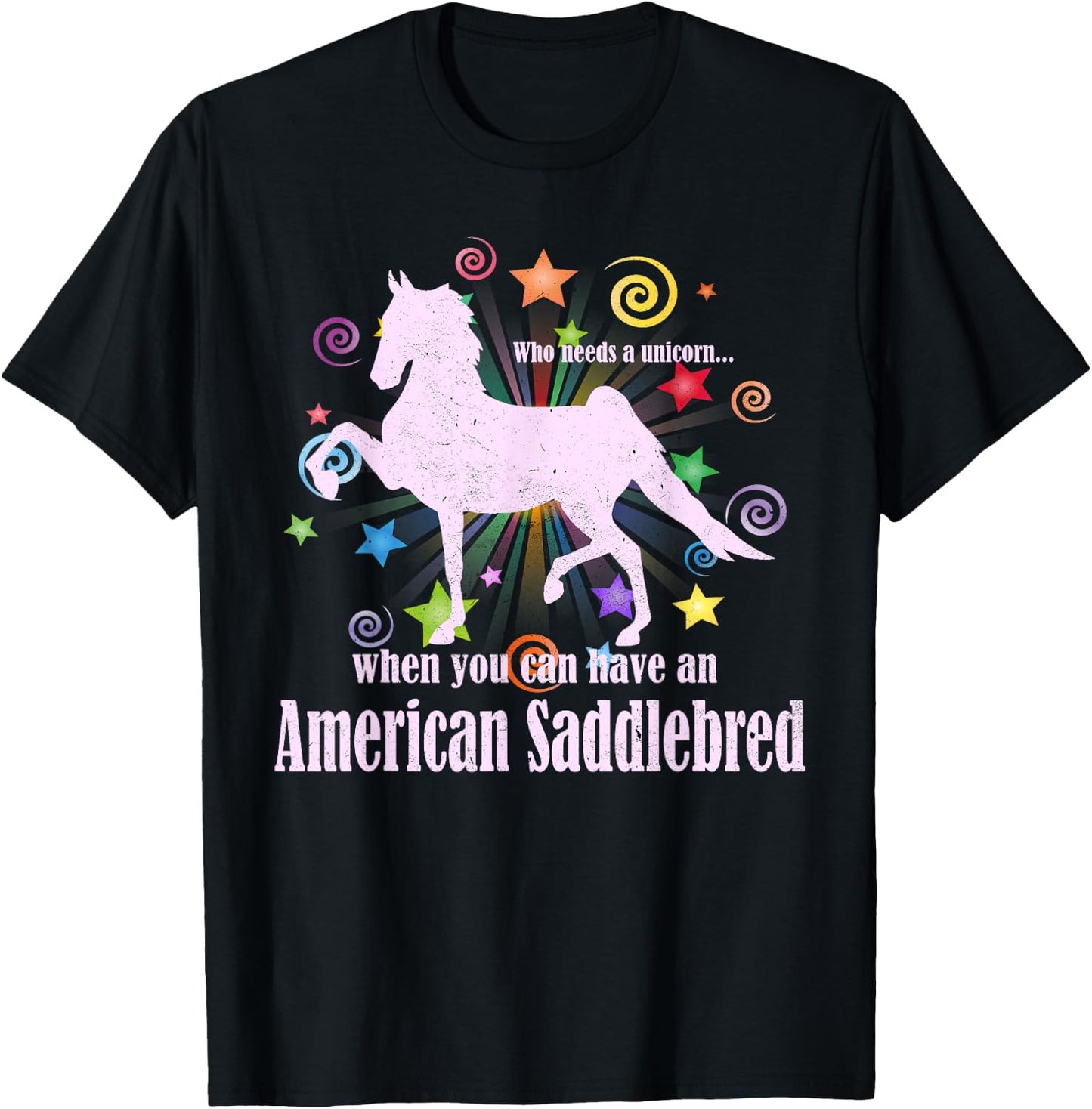 Unicorn Myths And Legends American Saddlebred Horse T-Shirt - T-Shirt | Black