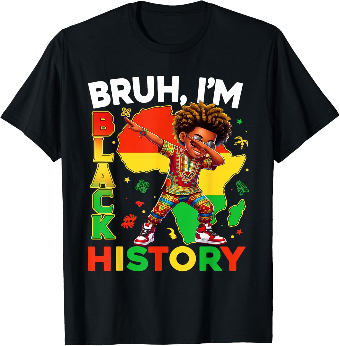 I Am Black History Month Dabbing Afro African Men Boys Kids T-Shirt - T-Shirt | Black