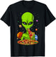 Space Alien Eating Pizza Funny Pizza Lover T-Shirt - T-Shirt | Black
