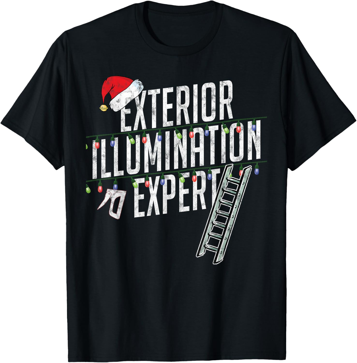 Exterior Illumination Expert Funny T Shirt Christmas Lights T-Shirt - T-Shirt | Black