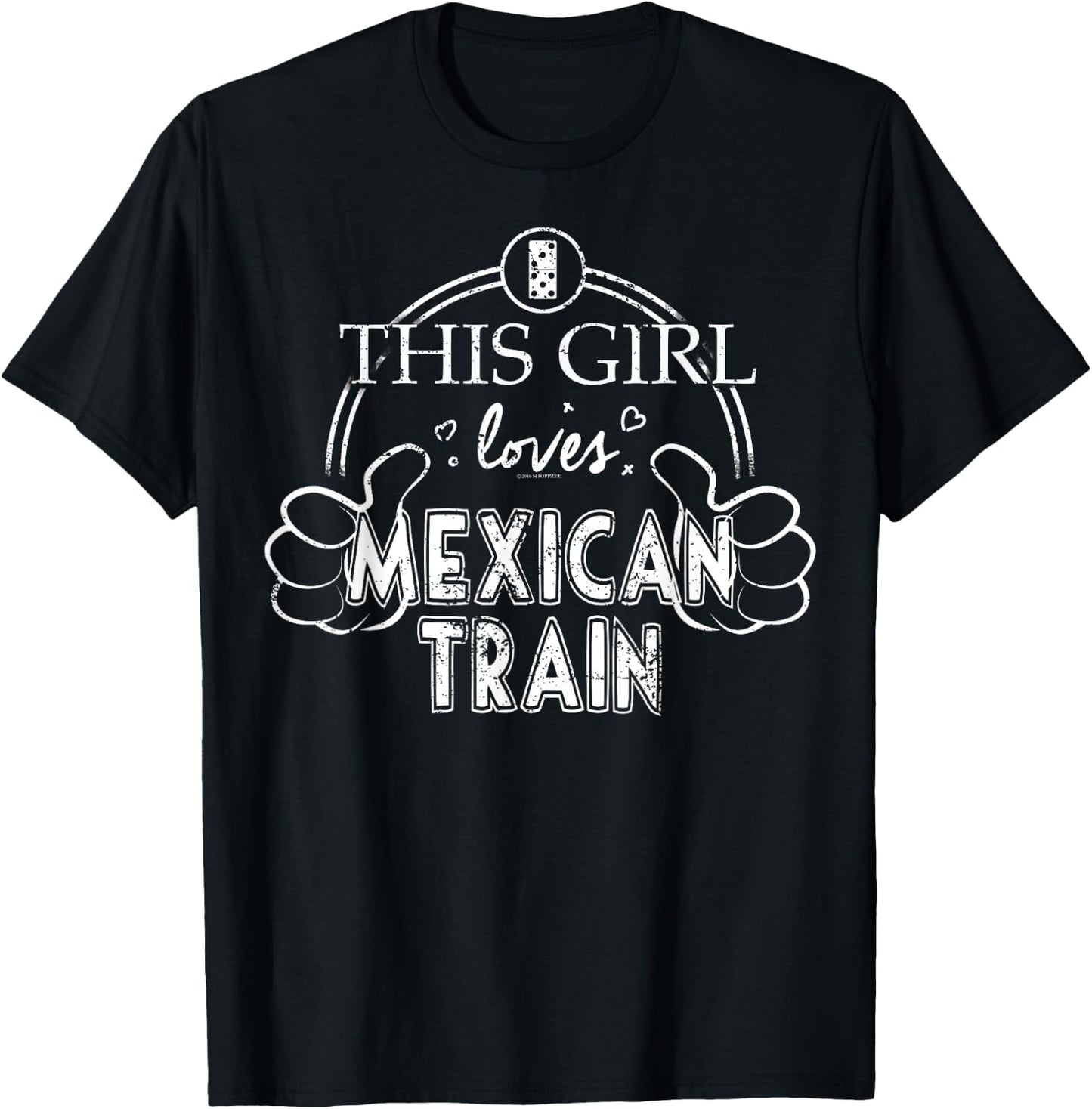 Girl Loves Mexican Train Mexican Dominoes Set Shirt Gift T-Shirt - T-Shirt | Black
