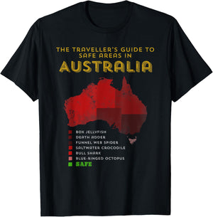 Travellers Guide to safe areas in Australia T-Shirt - T-Shirt | Black