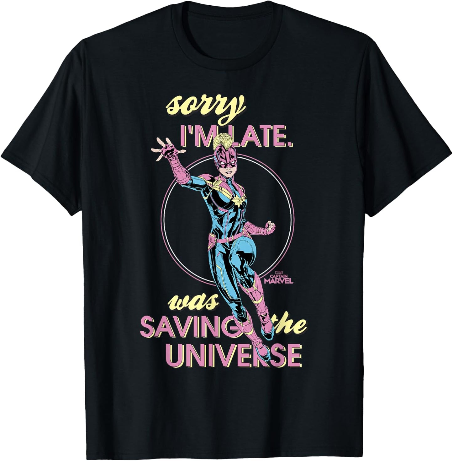 Captain Marvel Sorry I was Saving The Universe T-Shirt - T-Shirt | Black