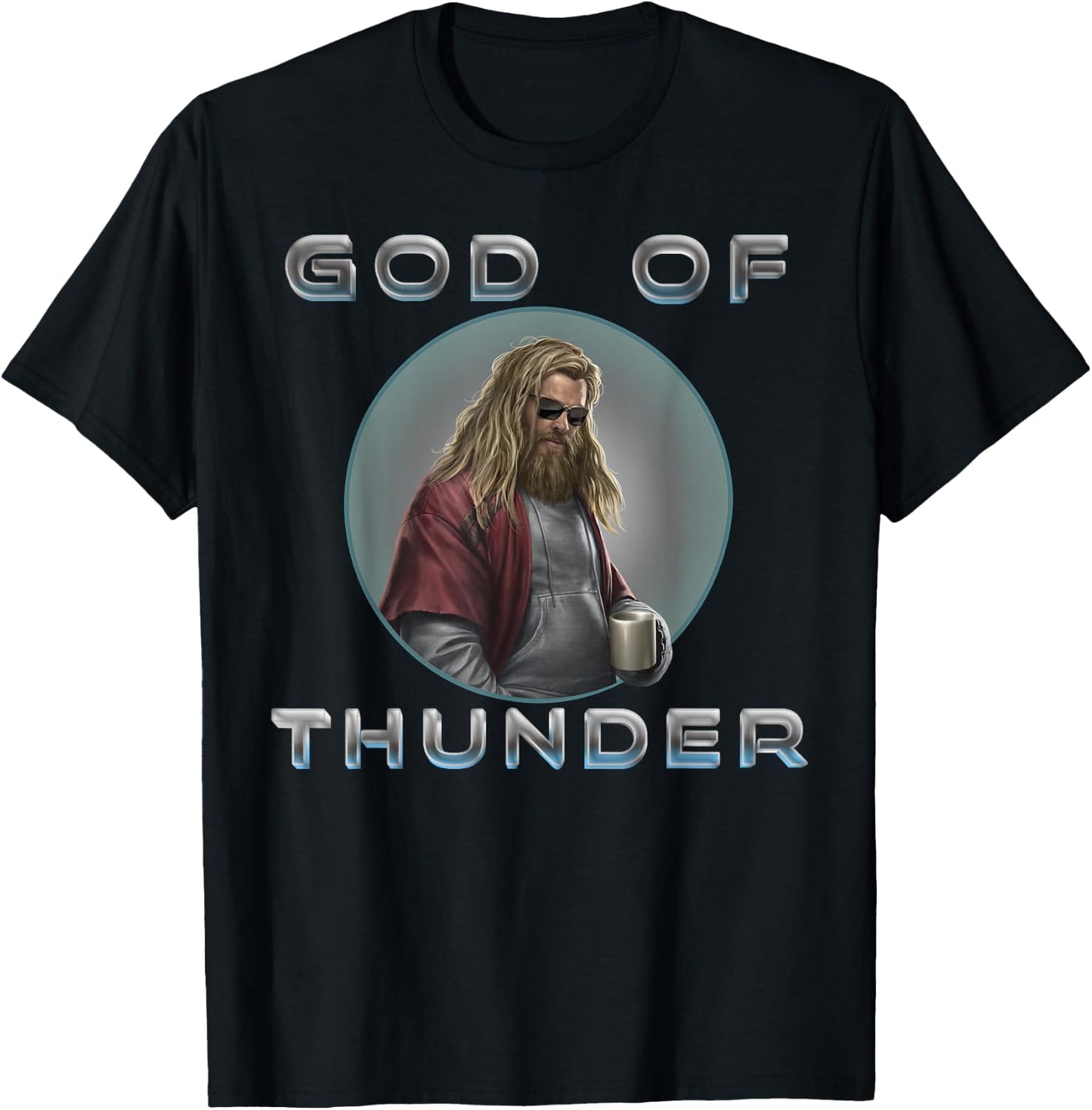 Marvel Avengers: Endgame Thor God of Thunder Circle Portrait Small T-Shirt - T-Shirt | Black