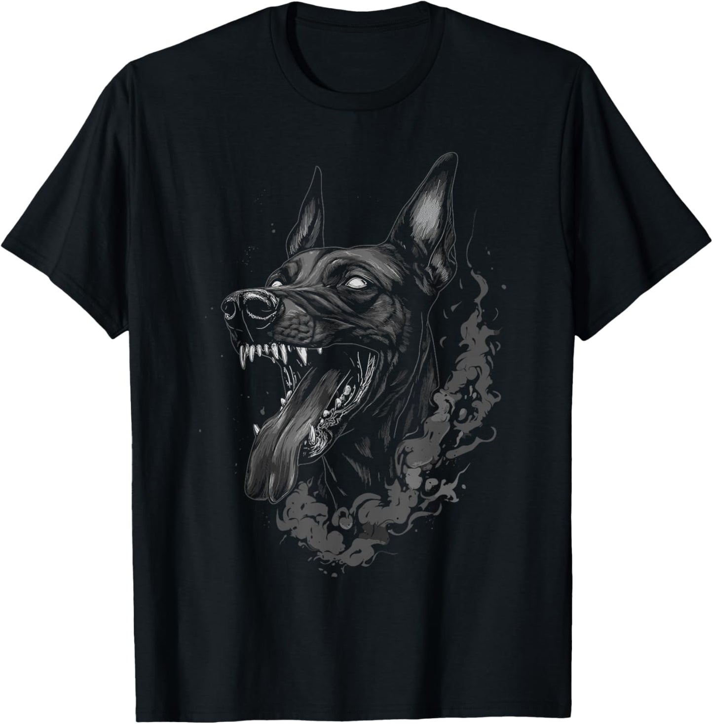Doberman Anime Goth Scary Women Creepy Gothic Anime Doberman T-Shirt - T-Shirt | Black