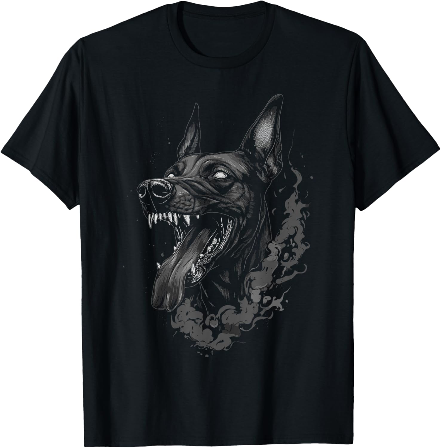 Doberman Anime Goth Scary Women Creepy Gothic Anime Doberman T-Shirt - T-Shirt | Black