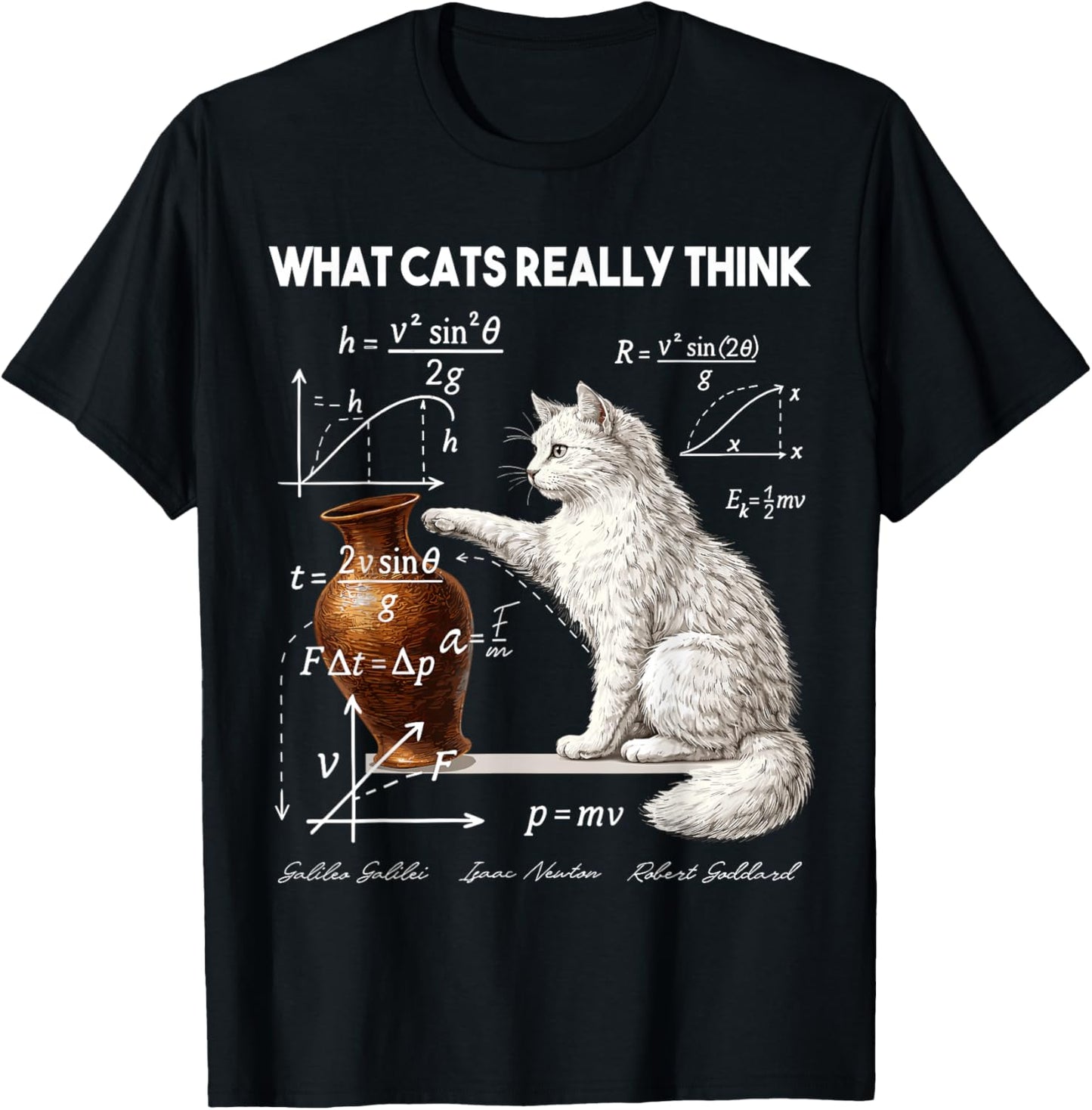 Funny Physics What Cats Really Think Math Humor T-Shirt - T-Shirt | Black