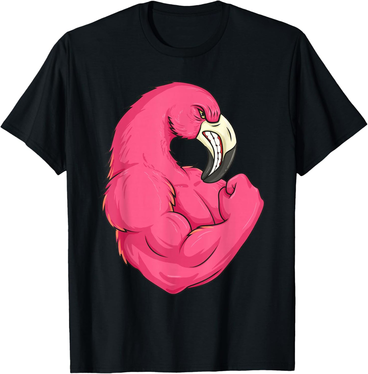 Funny Flamingo Weightlifting Bodybuilder Muscle Fitness T-Shirt - T-Shirt | Black