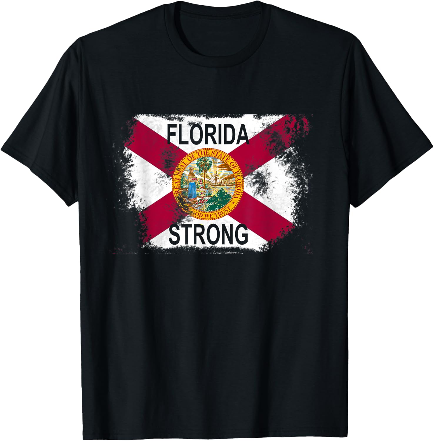 Strong Florida Flag Pray Support FL Flags Gift T-Shirt - T-Shirt | Black