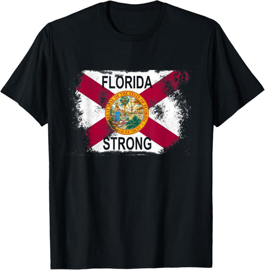 Strong Florida Flag Pray Support FL Flags Gift T-Shirt - T-Shirt | Black