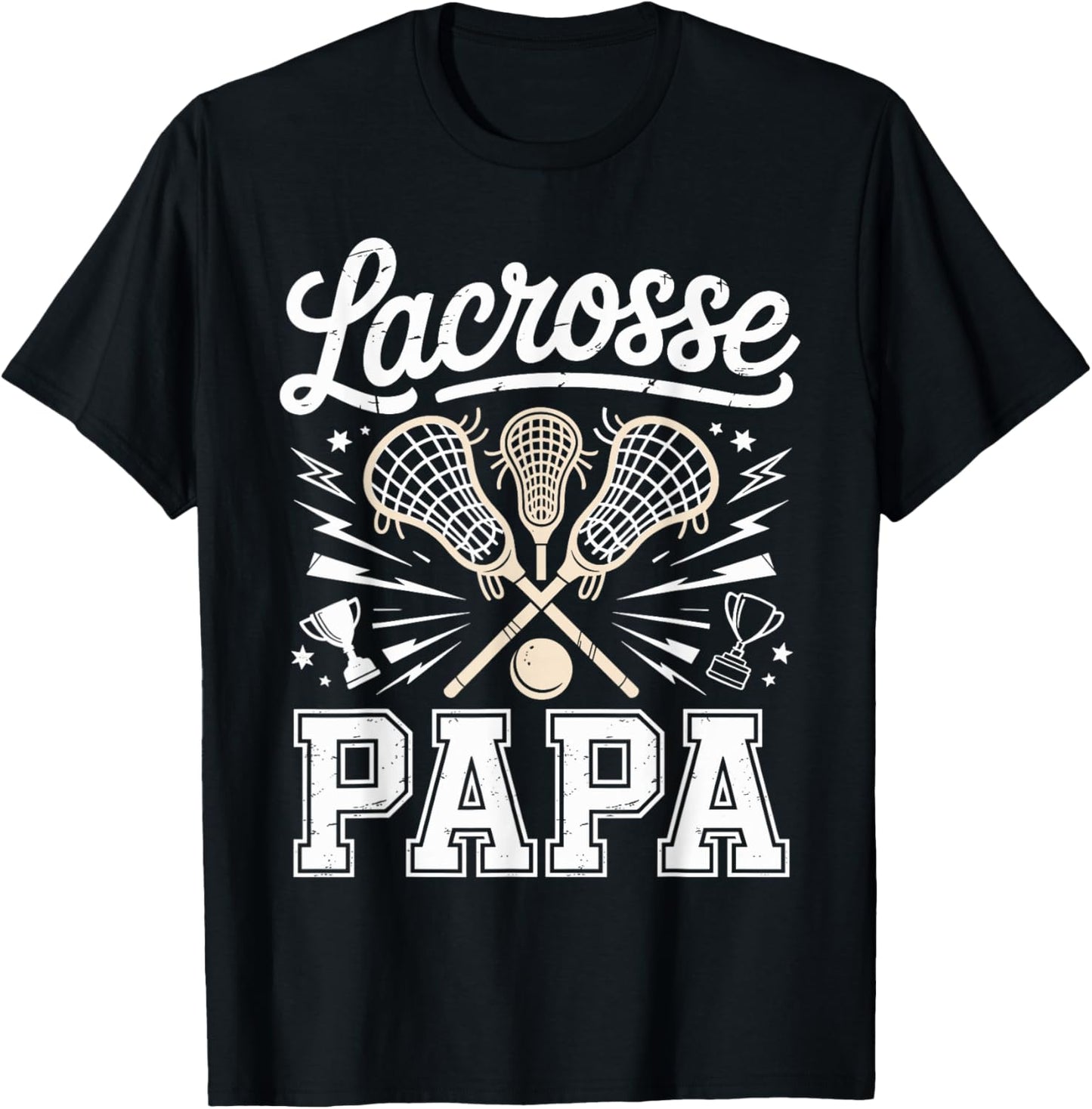 Proud Lacrosse Papa T-Shirt - T-Shirt | Black