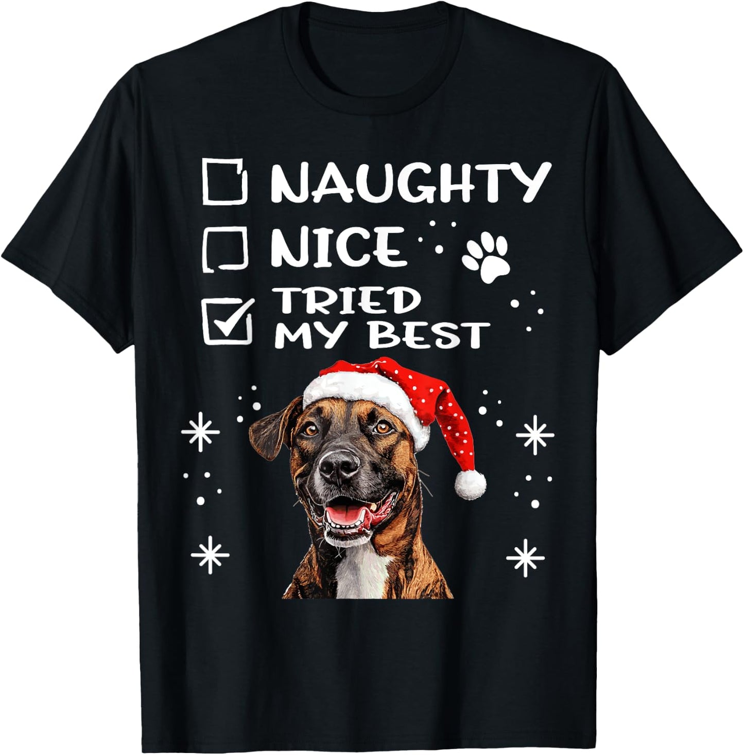 Cute Treeing Tennessee Brindle Dog Christmas Naughty Nice Men Women Kids T-Shirt - T-Shirt | Black