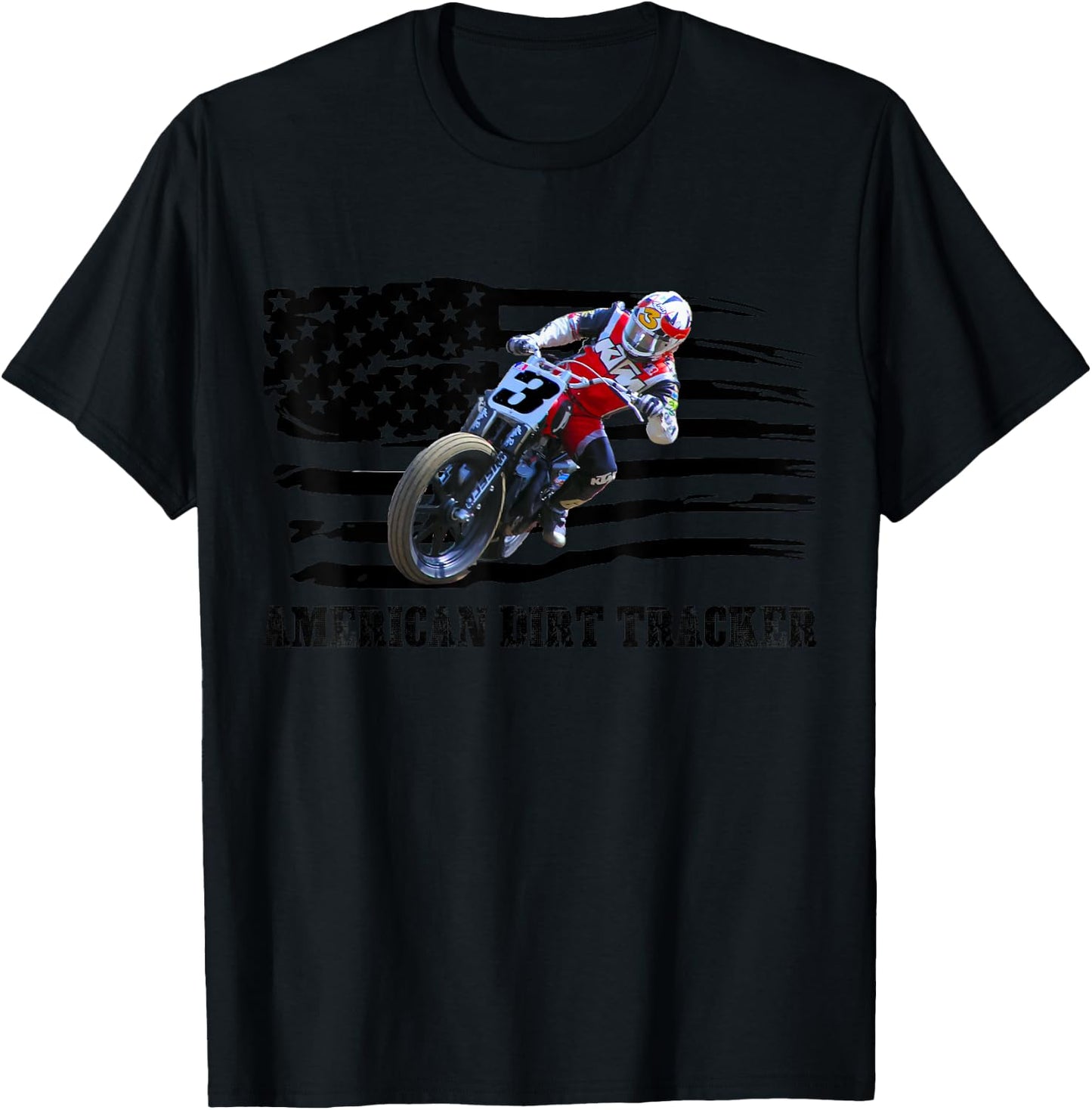 American Dirt Tracker Flat Track Racer Dirt Track Men Boys T-Shirt - T-Shirt | Black