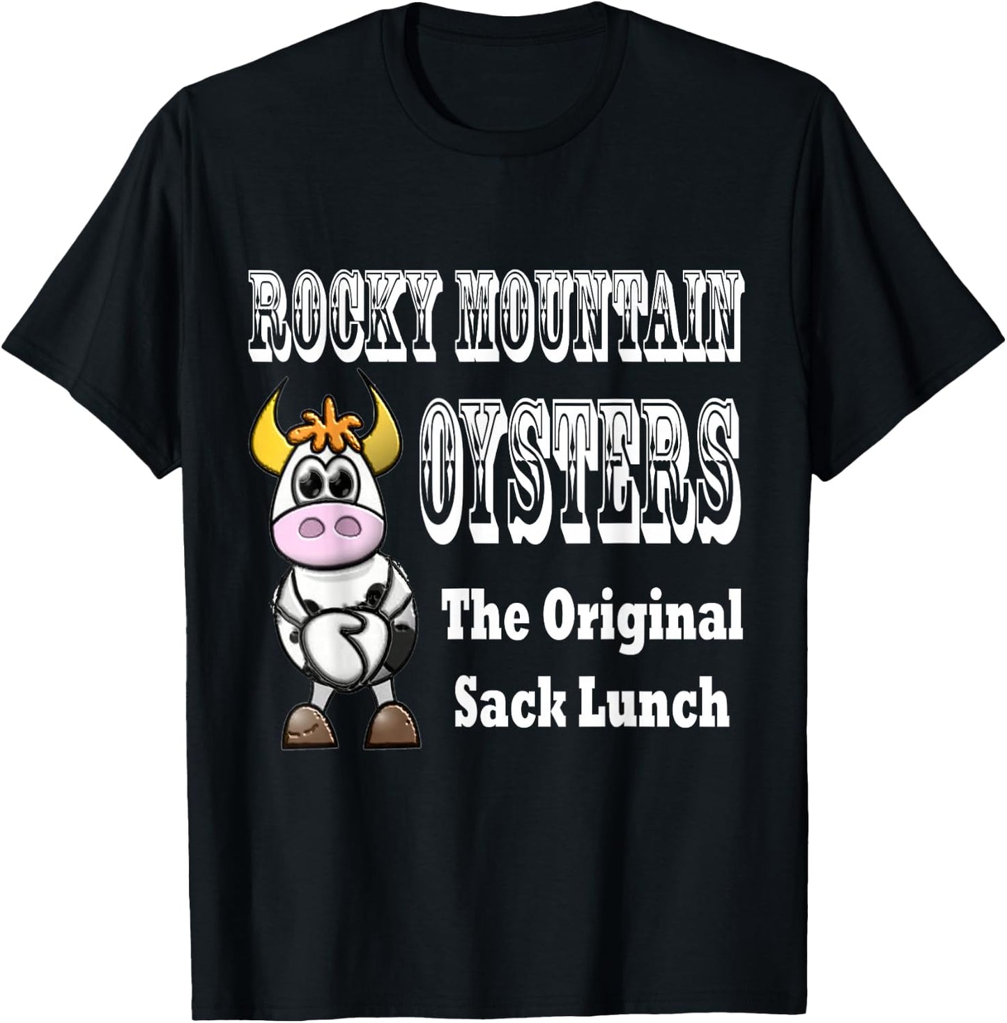 Humorous Funny Rocky Mountain Oysters T Shirt T-Shirt - T-Shirt | Black