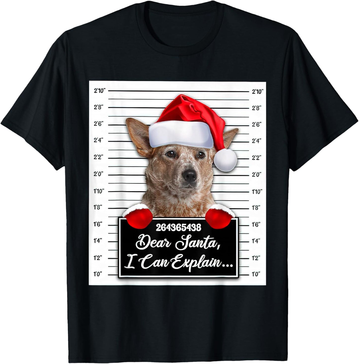 Dear Santa I Can Explain Funny Christmas RED Heeler Xmas T-Shirt - T-Shirt | Black