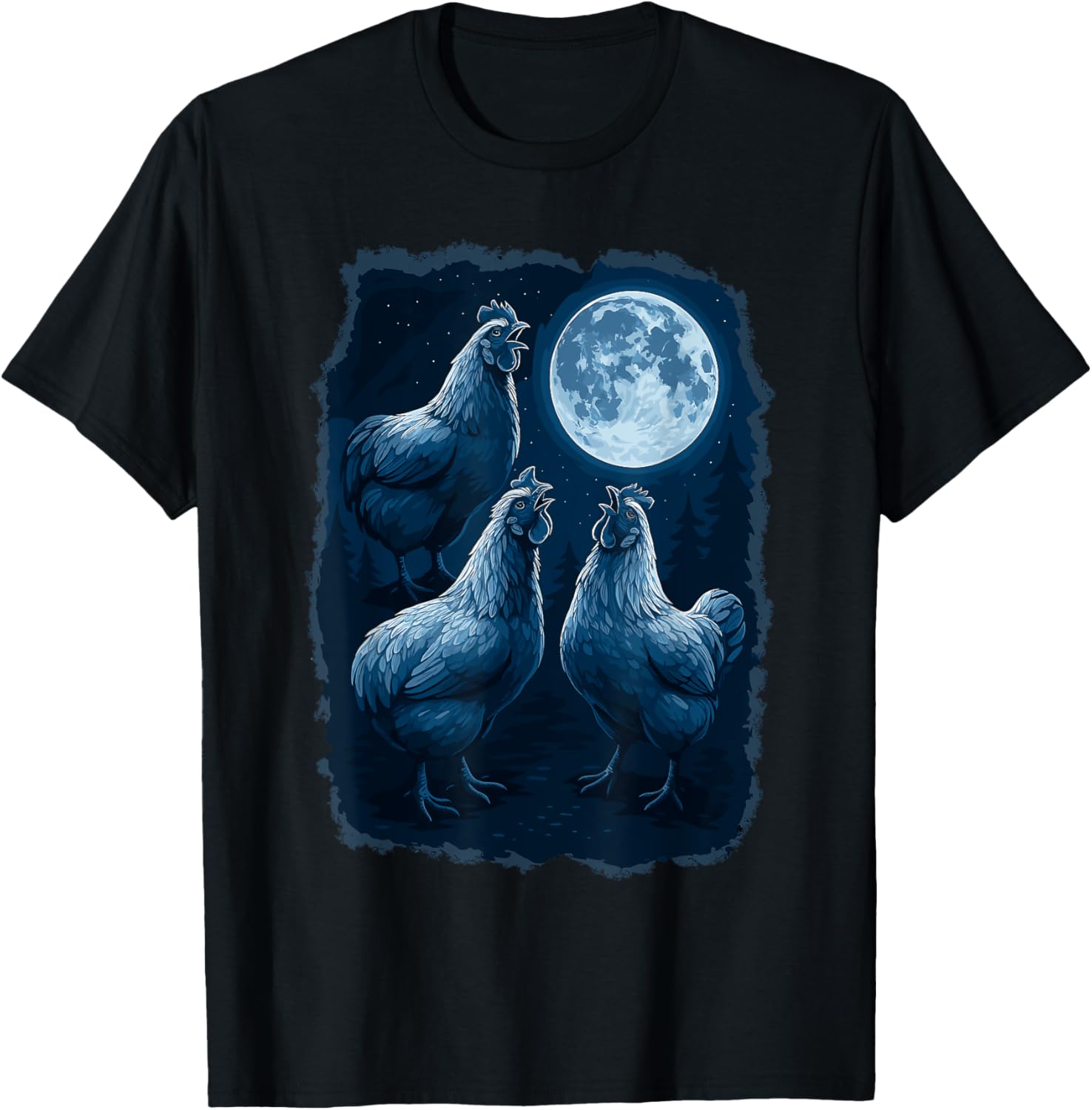 Chicken Howling At The Moon Wildlife Chickens Lovers T-Shirt - T-Shirt | Black