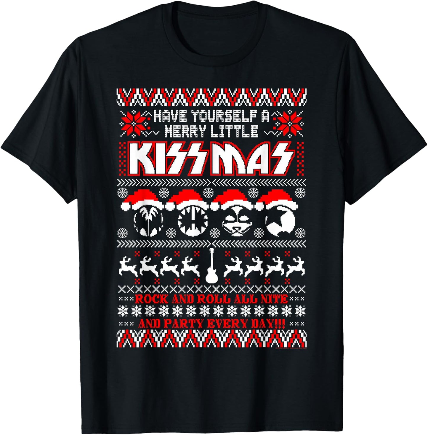 KISS - Merry Little KISSmas T-Shirt - T-Shirt | Black