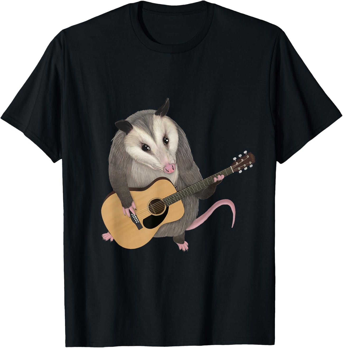 Opossum playing the acoustic guitar - possum T-Shirt - T-Shirt | Black