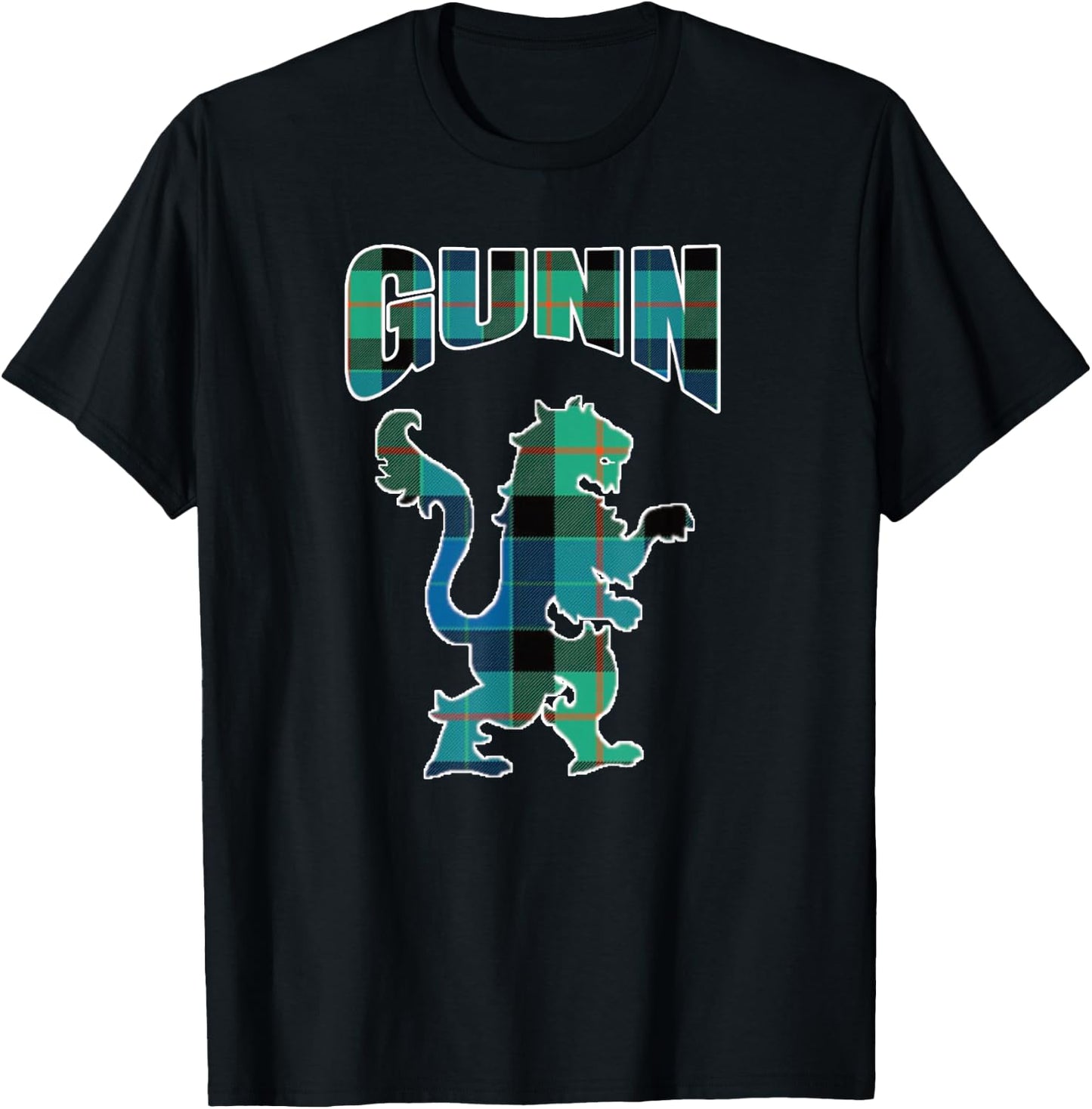 Gunn Clan Kilt Tartan Lion Namesake Scottish T-Shirt - T-Shirt | Black