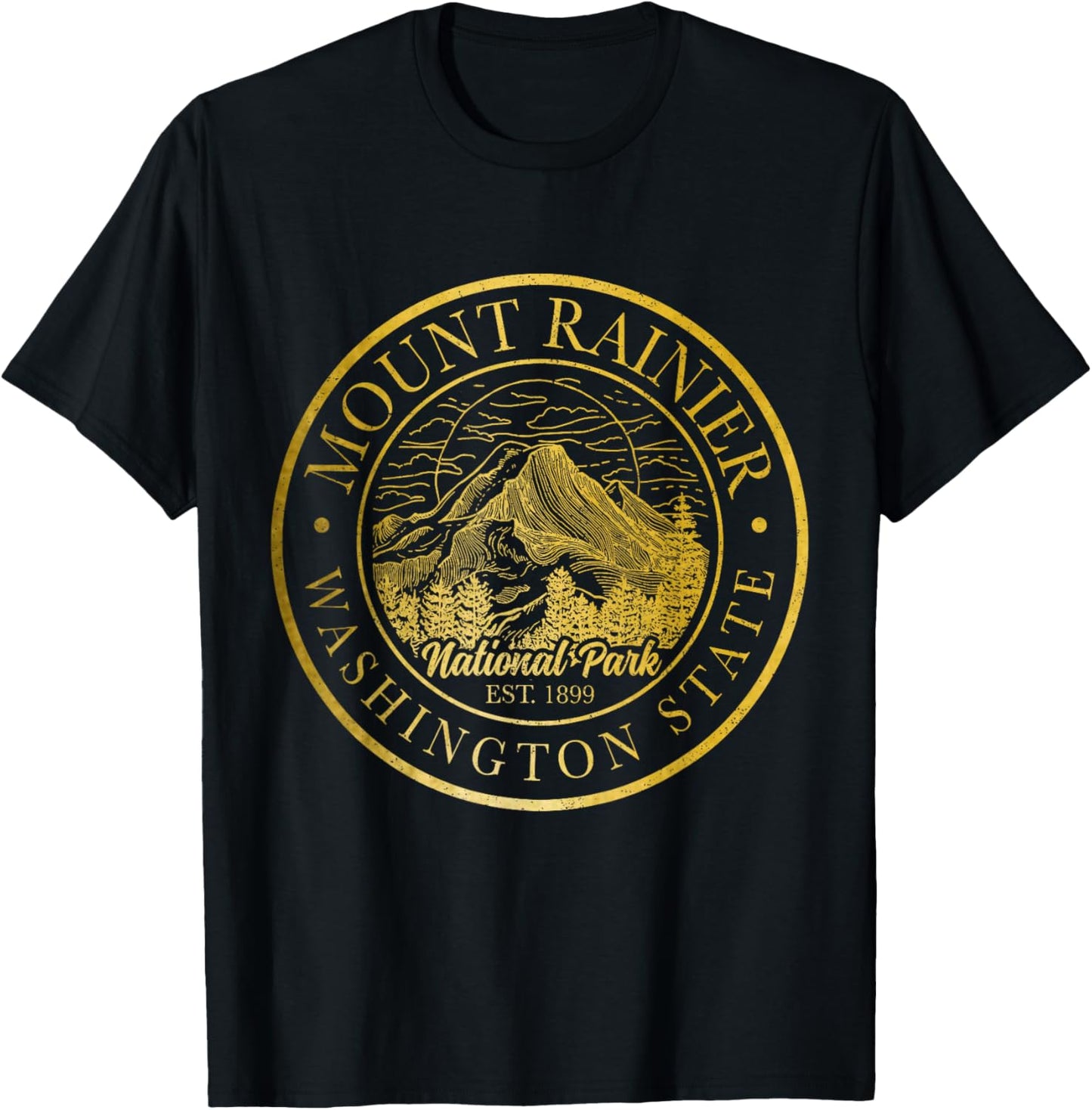 Mount Rainier Washington Mountain Mt Climbing Summit Hiking T-Shirt - T-Shirt | Black