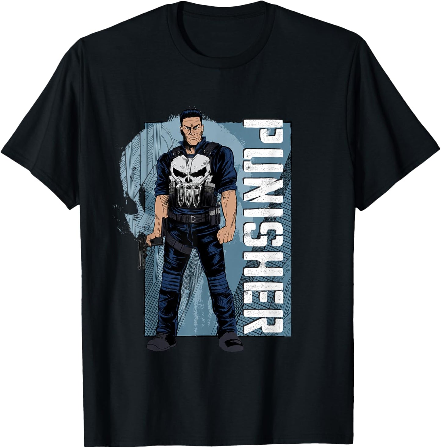 Marvel Spider-Man: New Day Punisher Vertical Text T-Shirt - T-Shirt | Black
