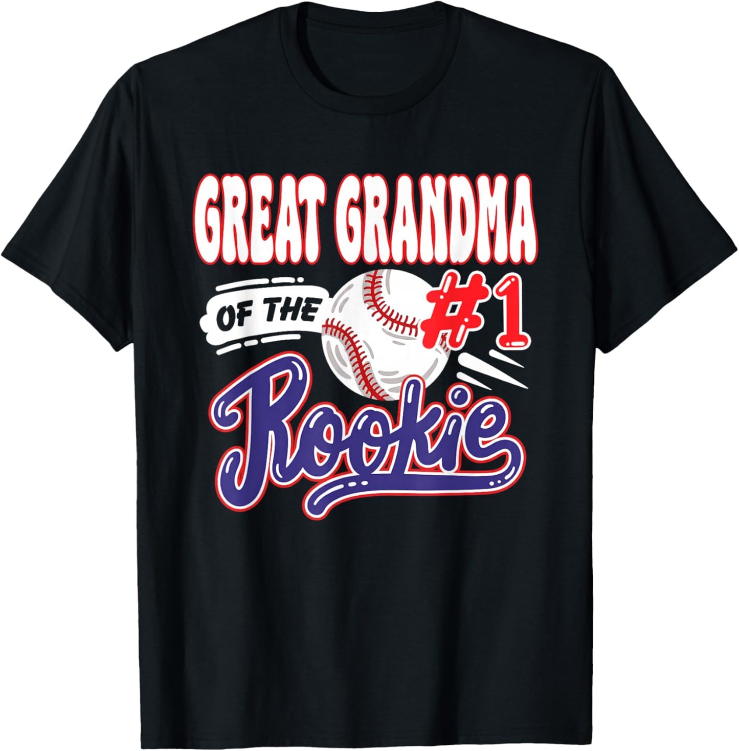 Great Grandma Rookie of Year 1st Bday Baseball Theme T-Shirt - T-Shirt | Black