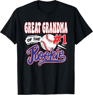 Great Grandma Rookie of Year 1st Bday Baseball Theme T-Shirt - T-Shirt | Black