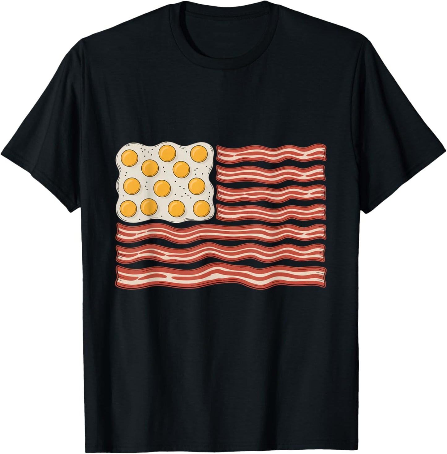 Bacon and Eggs Funny 4th of July American Flag T-Shirt - T-Shirt | Black