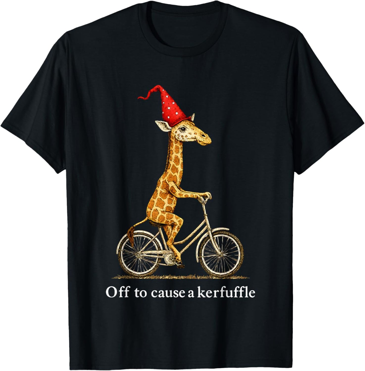 Giraffe Off to Cause A Kerfuffle T-Shirt - T-Shirt | Black