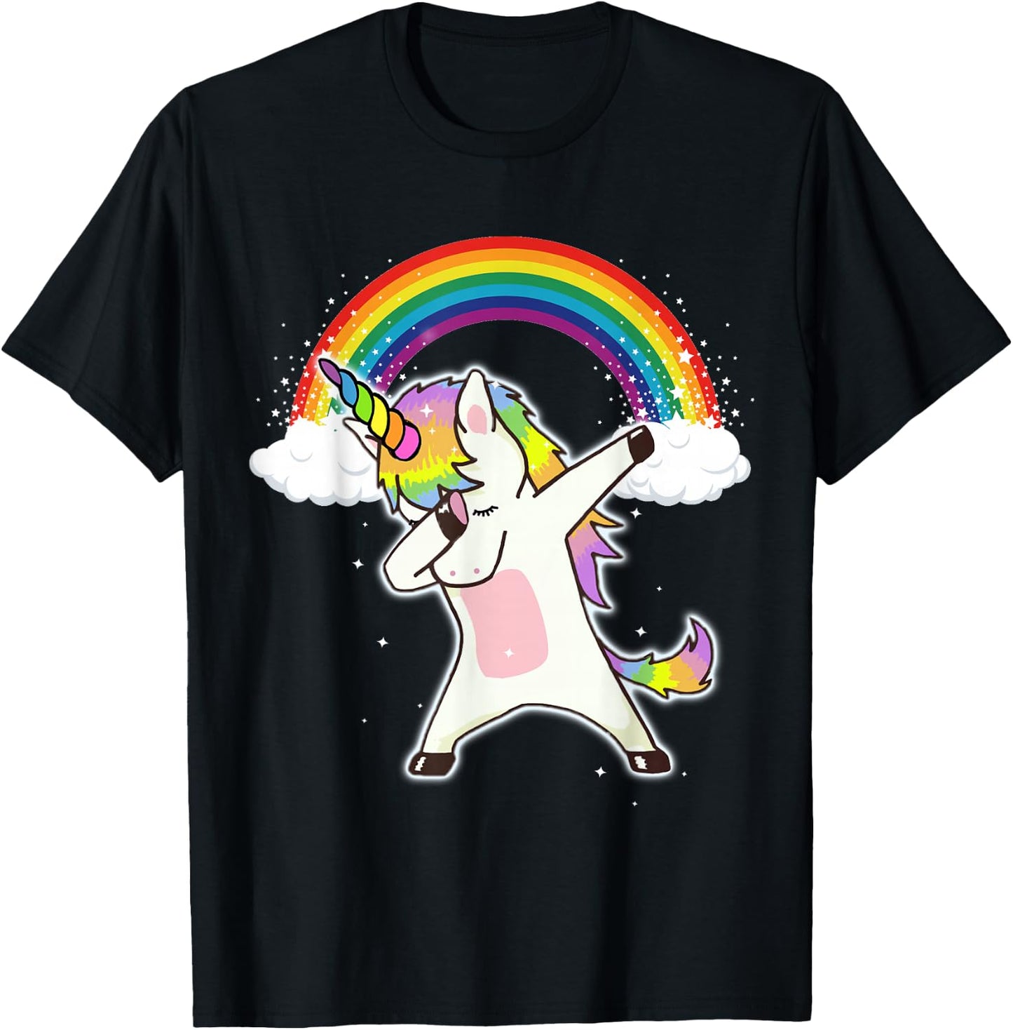 Dabbing Unicorn T Shirt - Funny Dab Dance Rainbow Squad T-Shirt - T-Shirt | Black