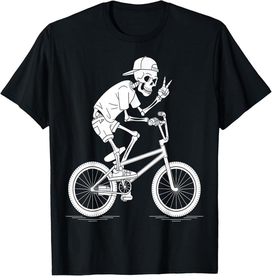 Skeleton BMX Rider Chill Cycling T-Shirt - T-Shirt | Black