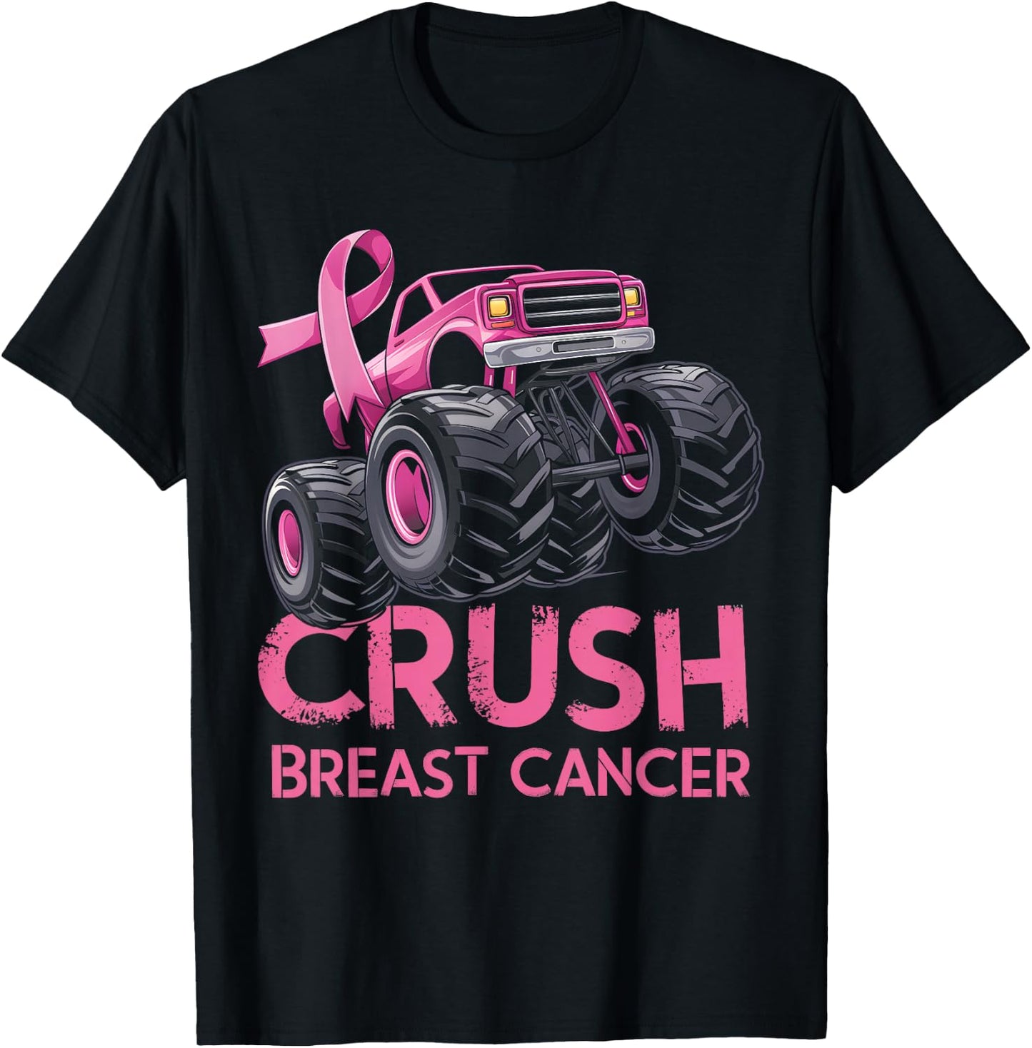 Crush Breast Cancer Awareness Truck pink for kids T-Shirt - T-Shirt | Black