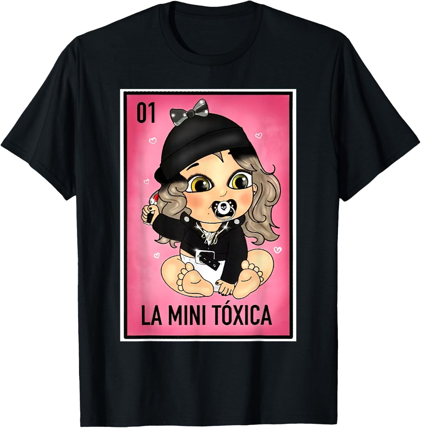 La Mini Toxica Kids Card Mexican Lottery Card Baby Girl T-Shirt - T-Shirt | Black