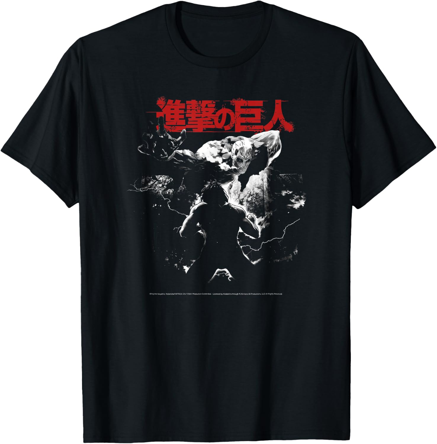 Attack on Titan Season 2 Black and White Key Art AOT Anime T-Shirt - T-Shirt | Black