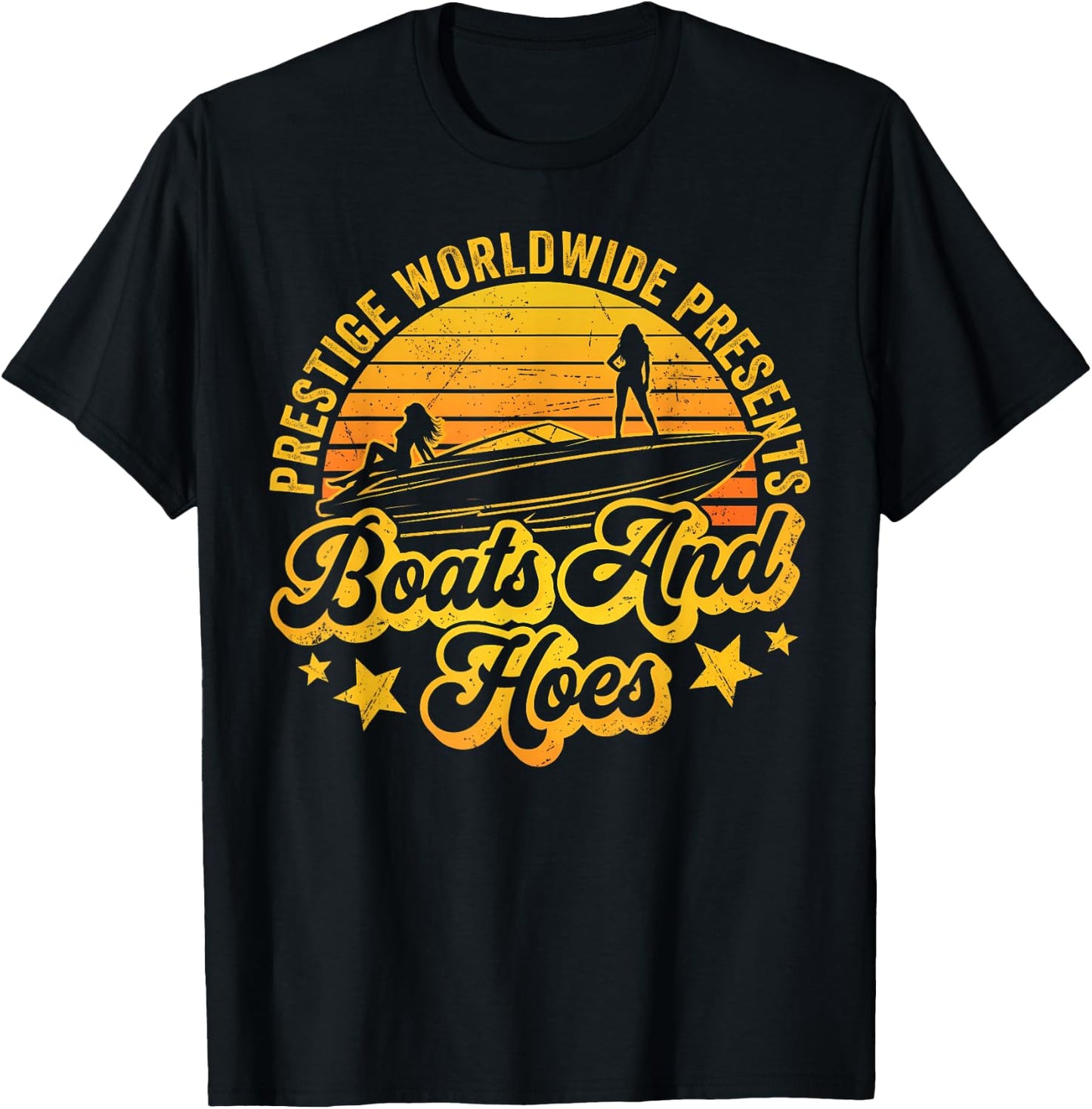 Retro Vintage, Prestige Worldwide Boats and Hoes T-Shirt - T-Shirt | Black