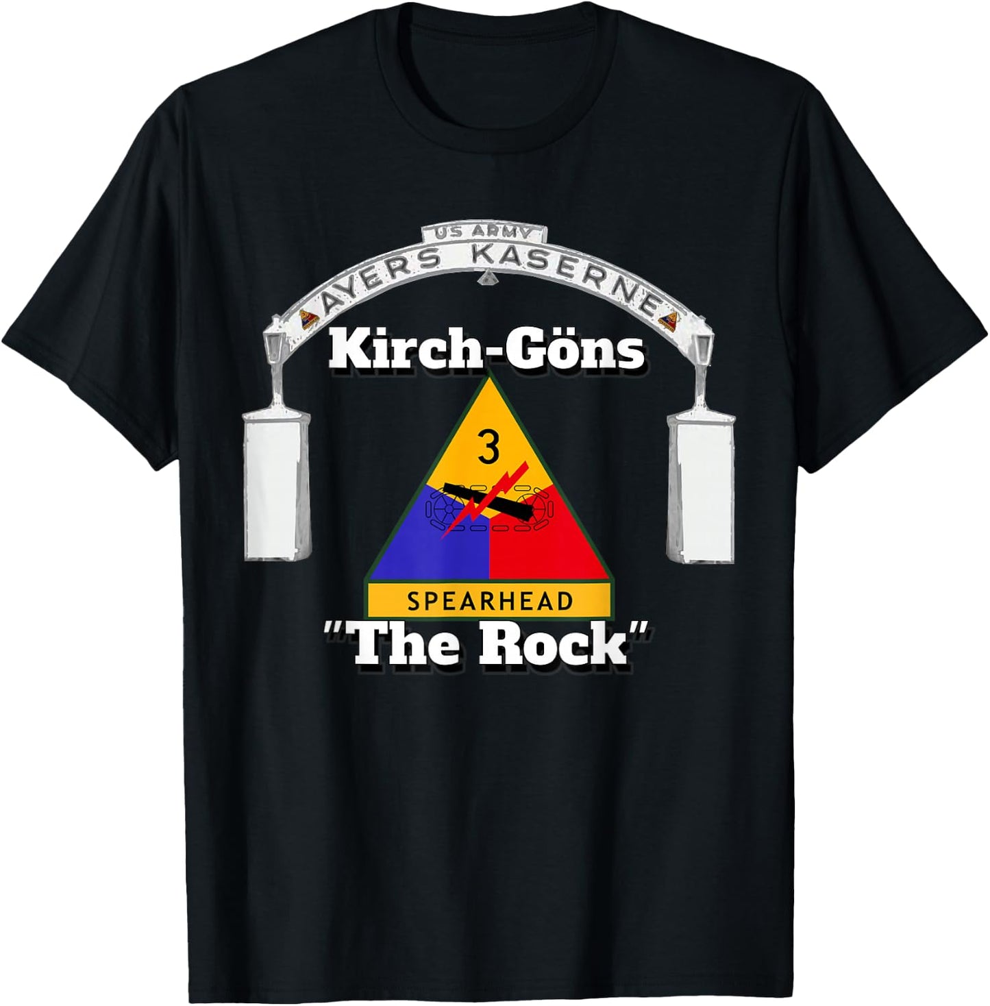 Ayers Kaserne - Kirch-Goens - 3rd Armored Division print T-Shirt - T-Shirt | Black