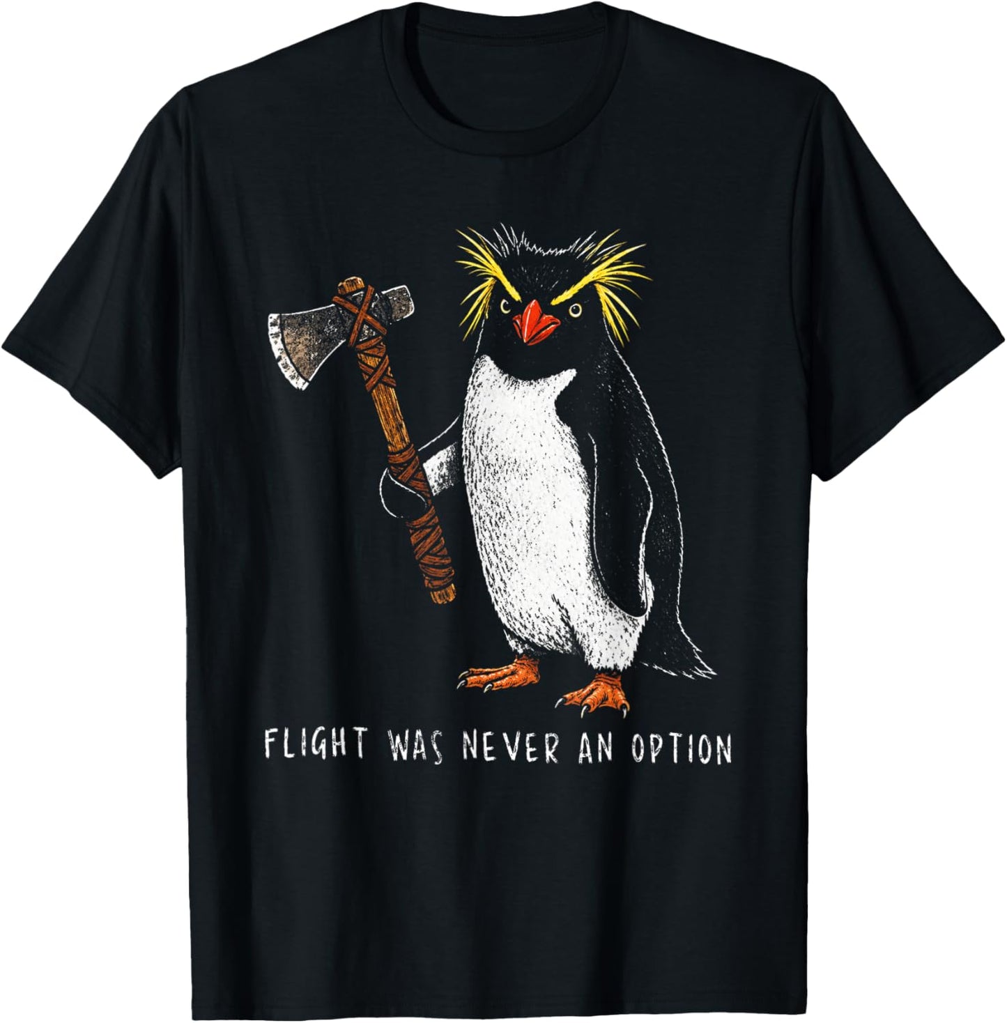 Flight was Never an Option Rockhopper Penguin Knife Meme T-Shirt - T-Shirt | Black