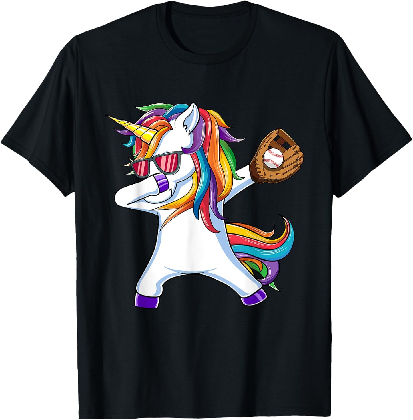 Dabbing Unicorn Baseball T Shirt Kids Funny Dab Dance Gift T-Shirt - T-Shirt | Black