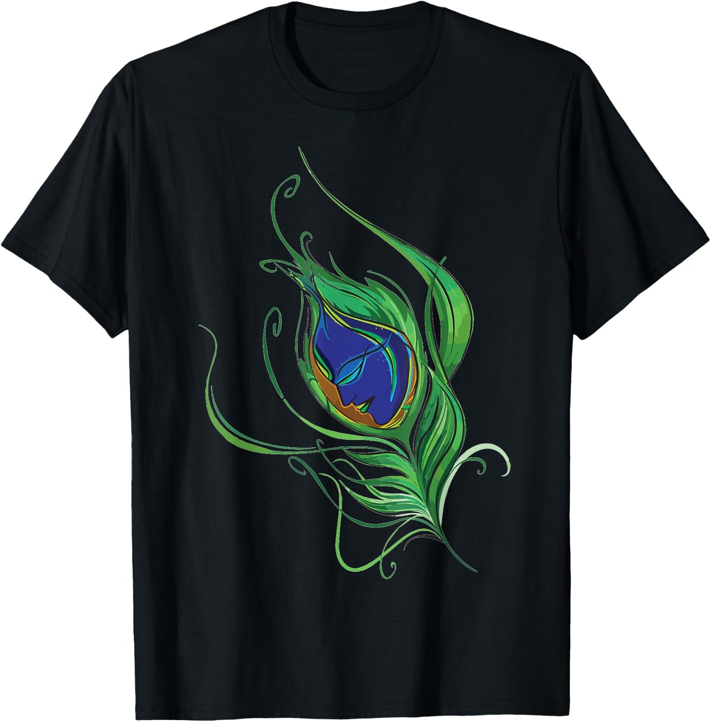 Artistic Peacock Feather Lord Krishna . T-Shirt - T-Shirt | Black
