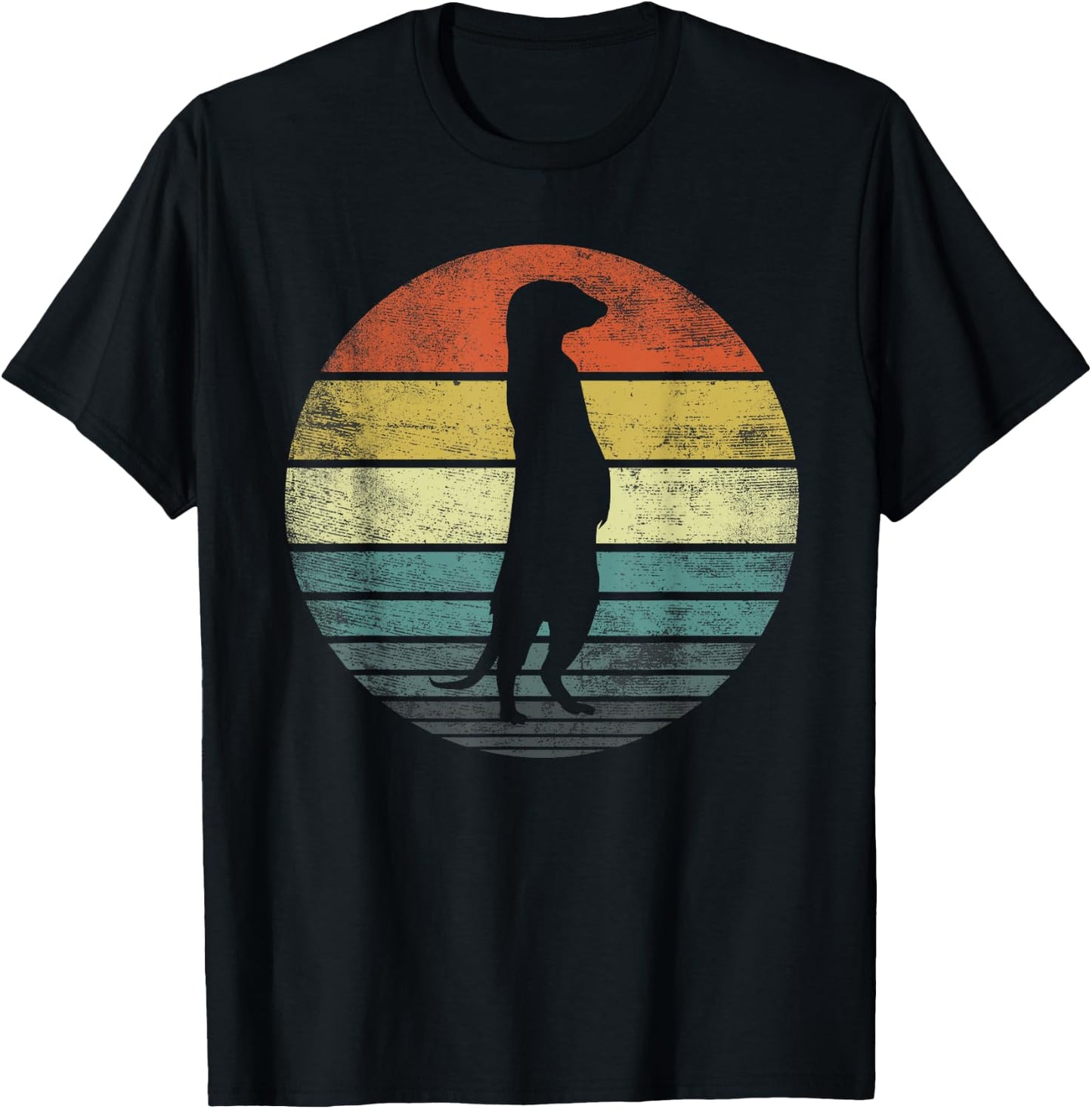 Meerkat Lover Gift Funny Retro Vintage Zoo Animal Silhouette T-Shirt - T-Shirt | Black