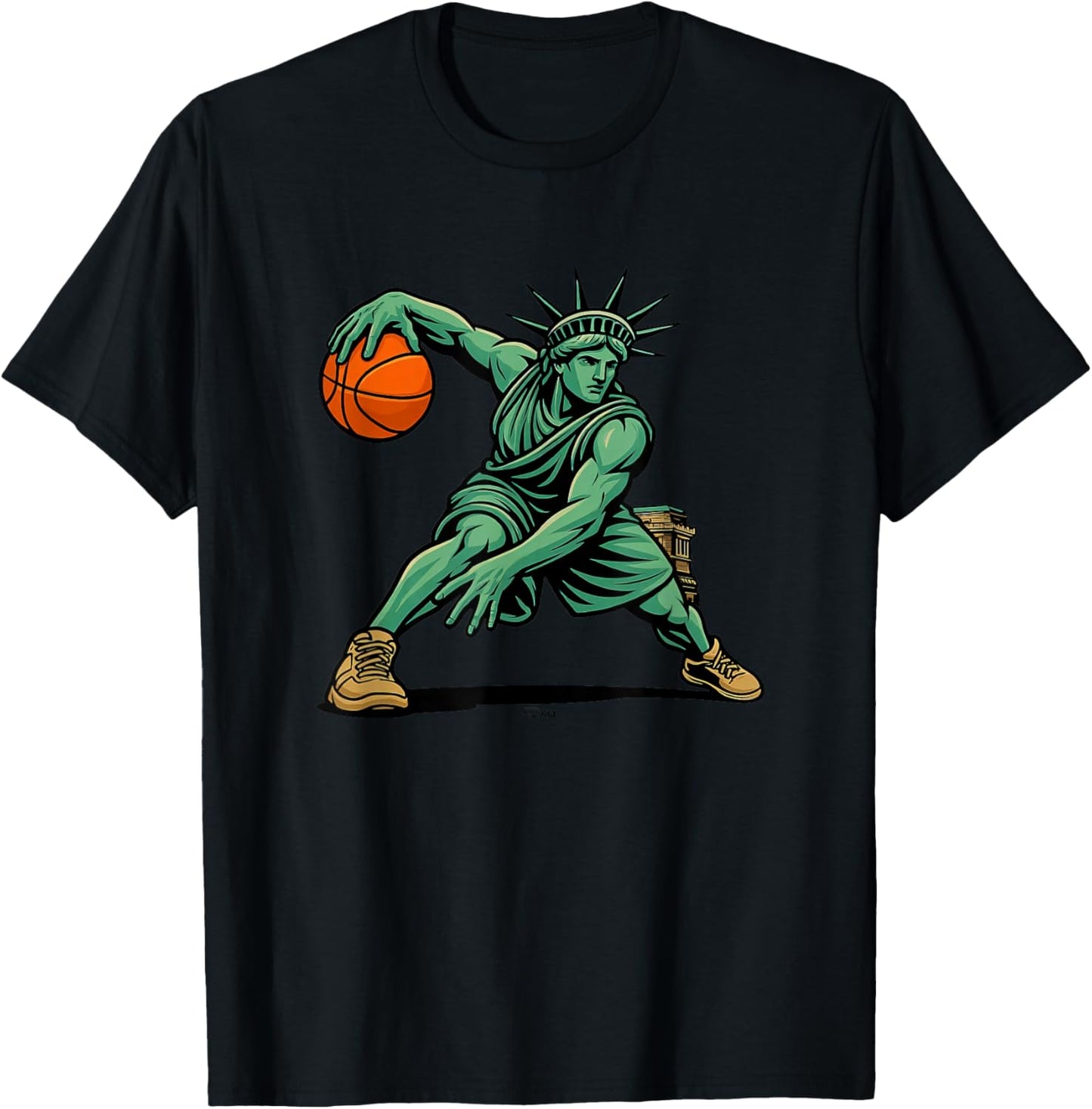 Lady Liberty Basketball - Crazy Crossover Comic T-Shirt - T-Shirt | Black