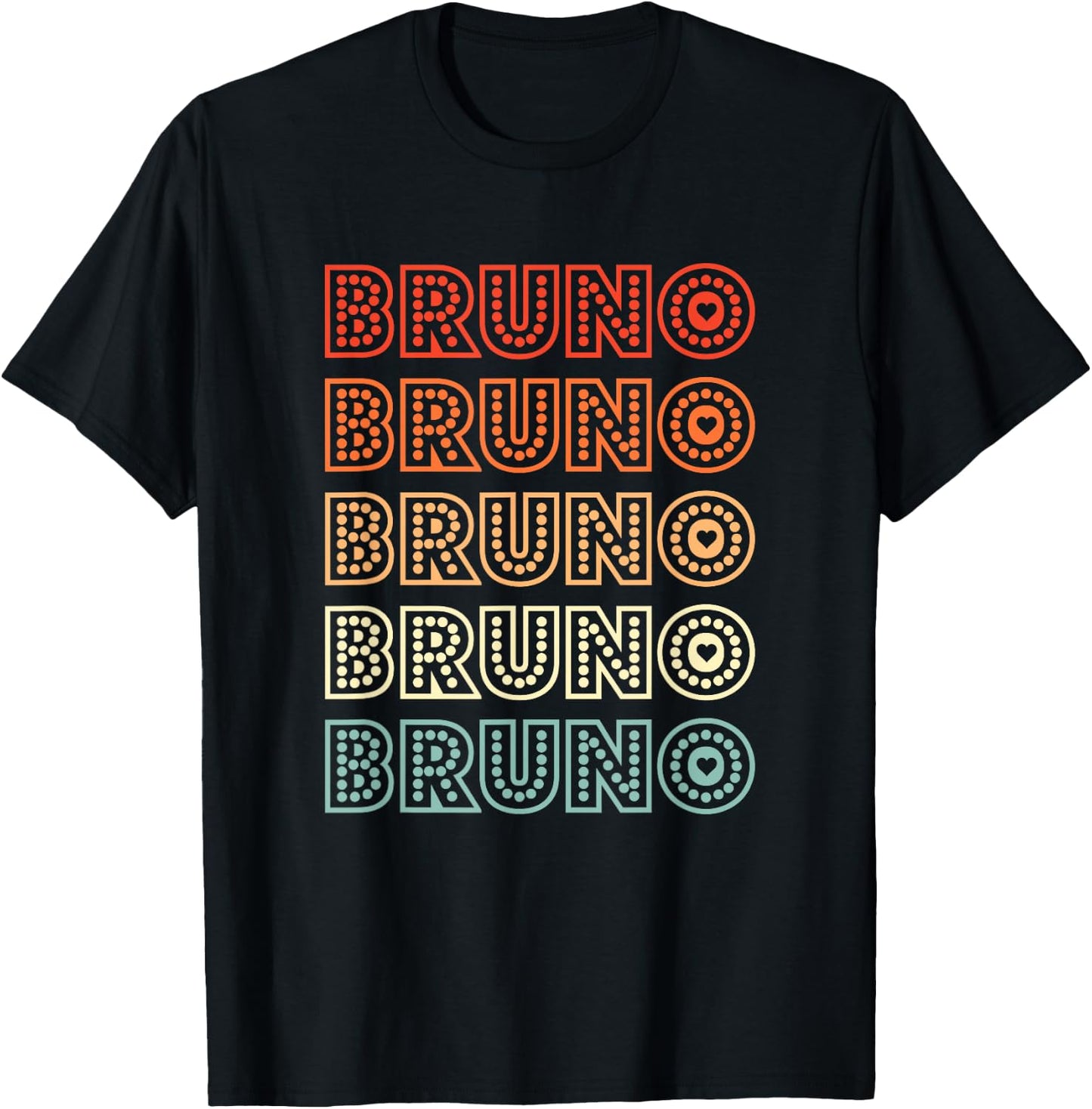 Love Heart Bruno Retro Style Bruno Lover Heart T-Shirt - T-Shirt | Black
