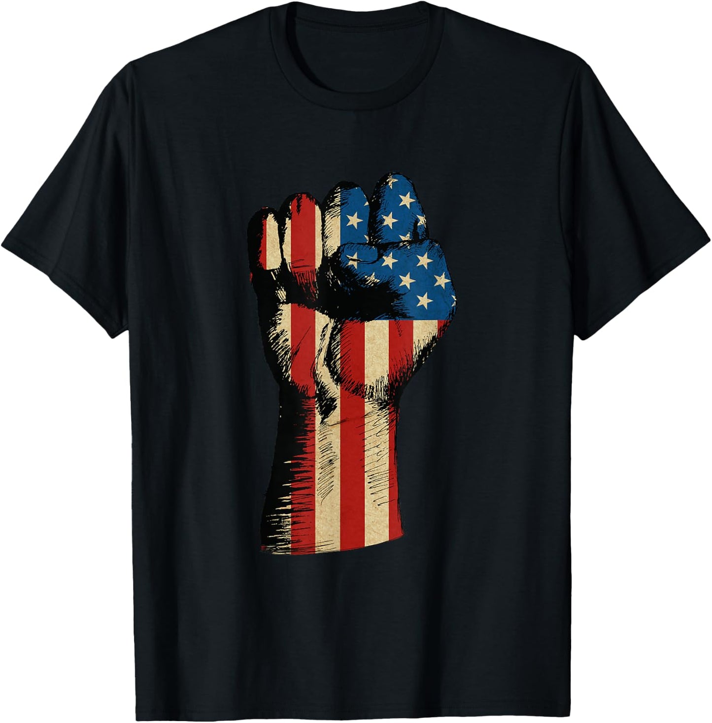 Patriotic Fist USA Flag T-Shirt - T-Shirt | Black