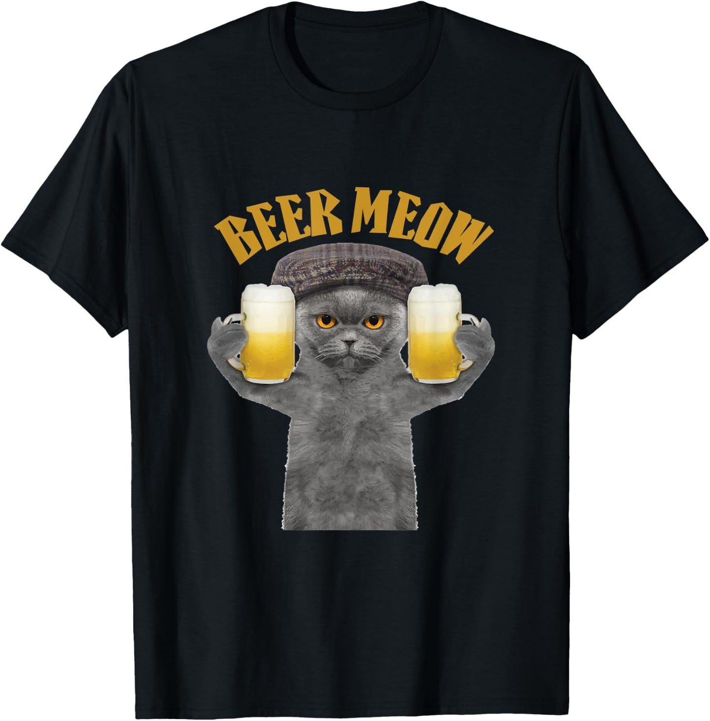 Beer Meow Cat Kitty Drinking or Serving Alcohol Women T-Shirt - T-Shirt | Black