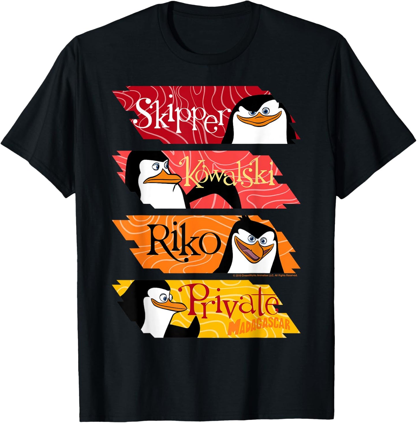 Madagascar Penguins Name Panels Poster T-Shirt - T-Shirt | Black
