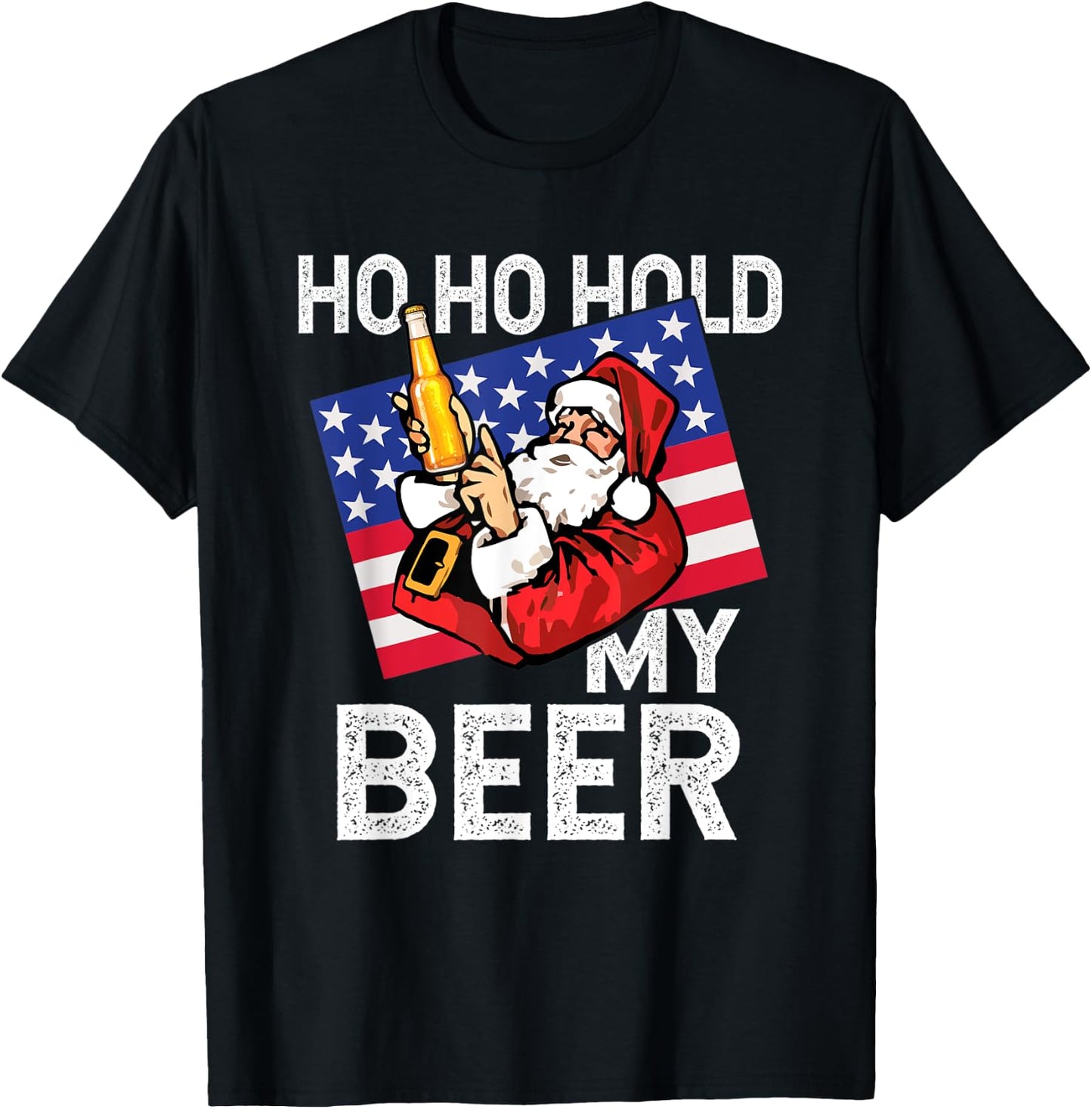 Christmas In July - Santa Ho Ho Hold My Beer Drinking Party T-Shirt - T-Shirt | Black