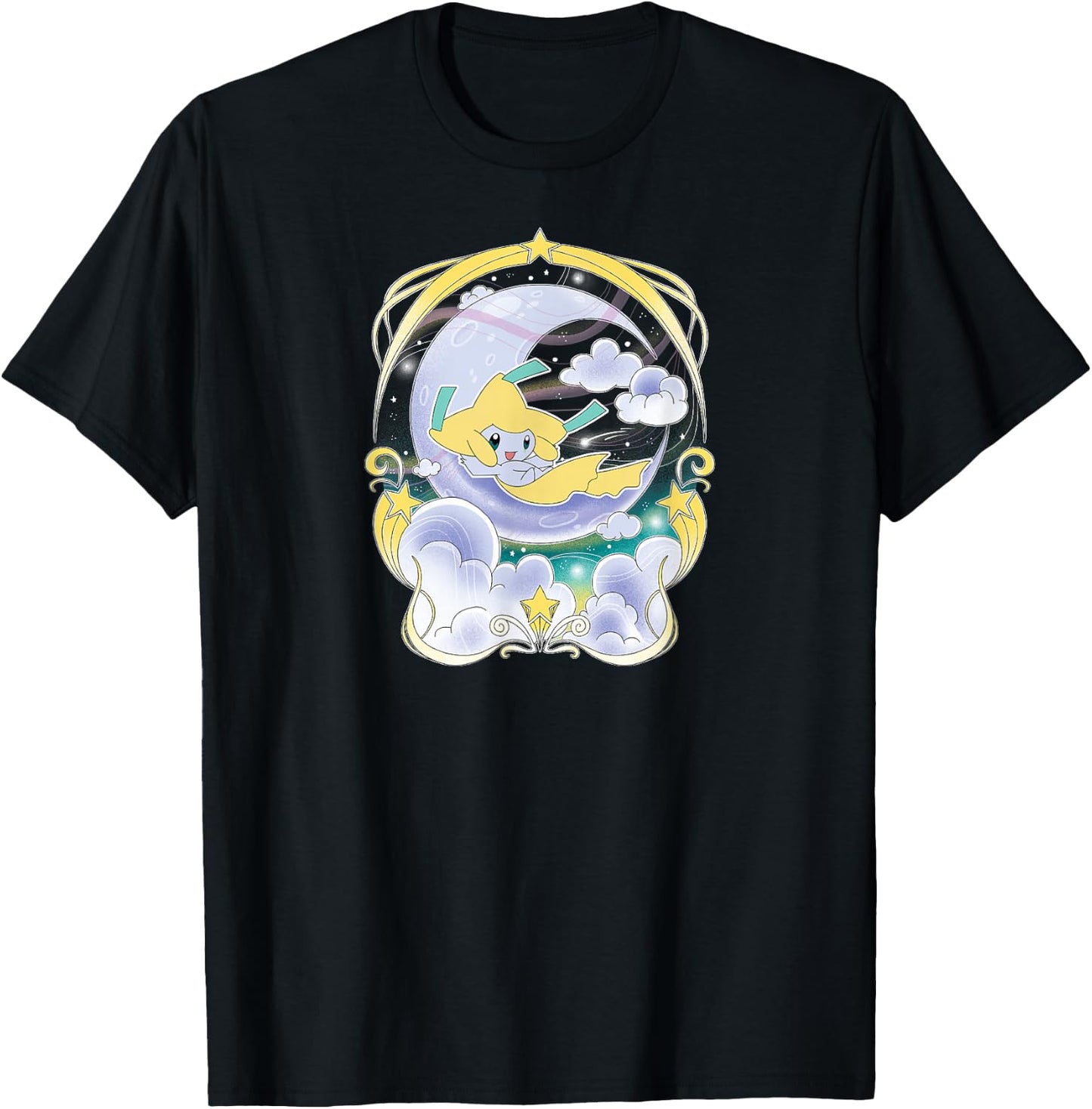 Pokémon - Jirachi Celestial Night Sky Moon Mythical Type T-Shirt - T-Shirt | Black