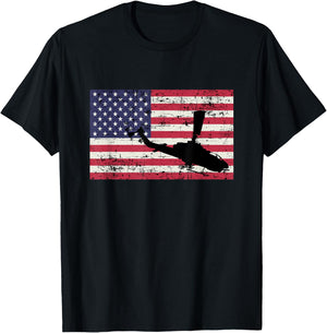 Patriotic AH-1 Cobra Attack Helicopter American flag Women Kids Men T-Shirt - T-Shirt | Black